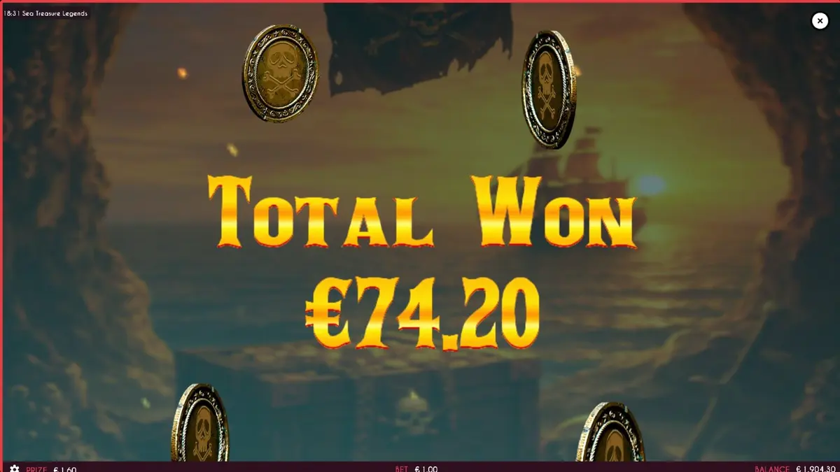 Tampilan visual slot Sea Treasures Legend dengan tema bajak laut dan harta karun.